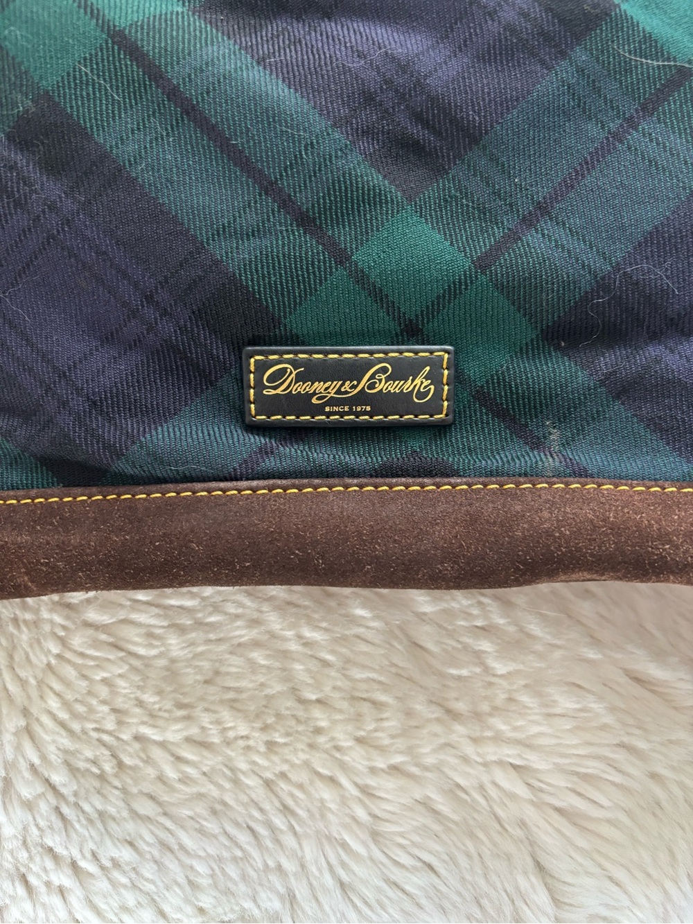 VTG Dooney & Bourke Wool Green and Blue Tartan Plaid Hobo Shoulder Bag - Picture 2 of 12